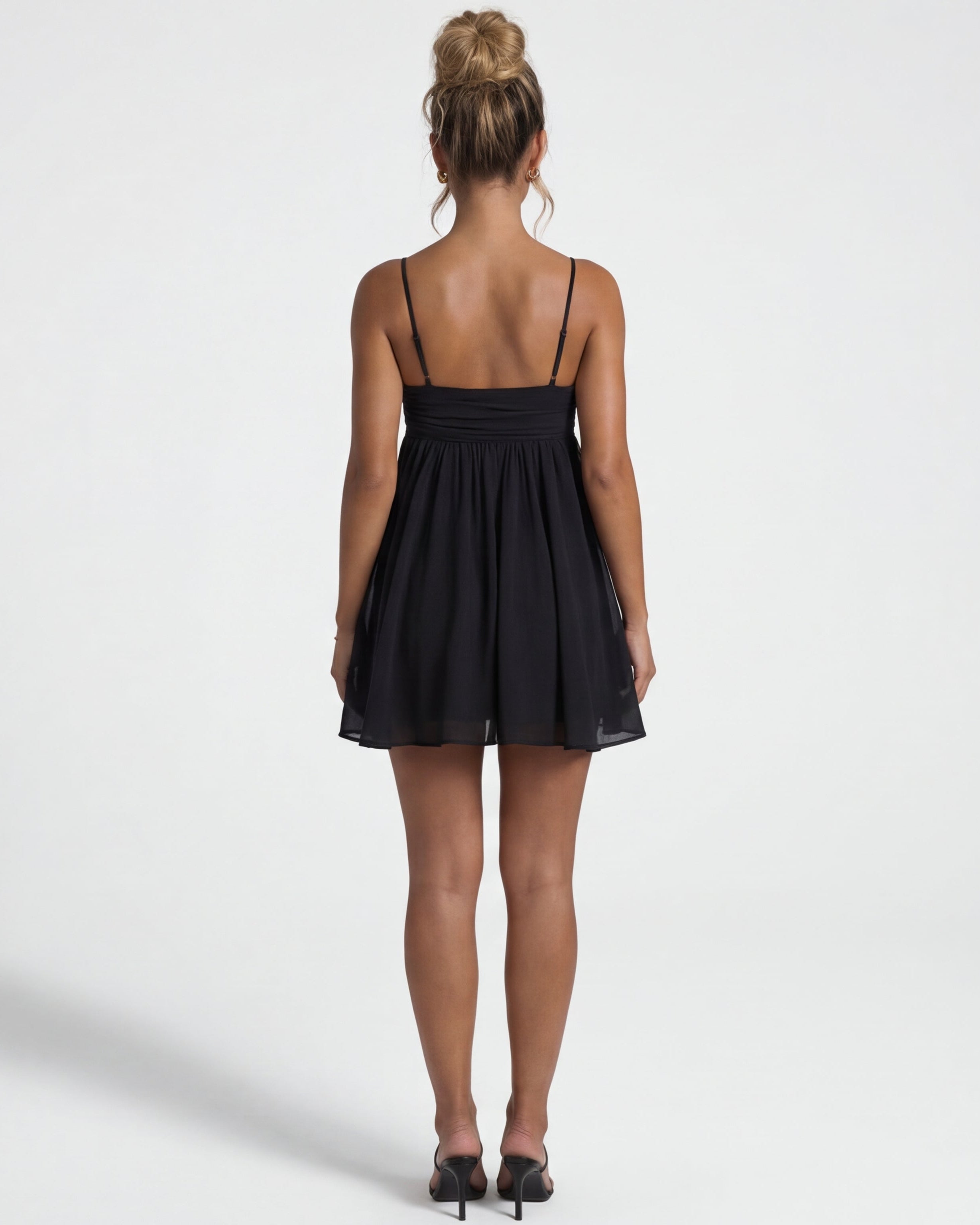 Angel Muse Ruched Babydoll Mini Party Dress