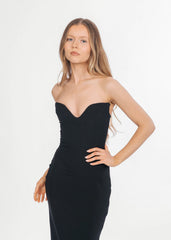 Sabine Strapless Corset Dress in Black