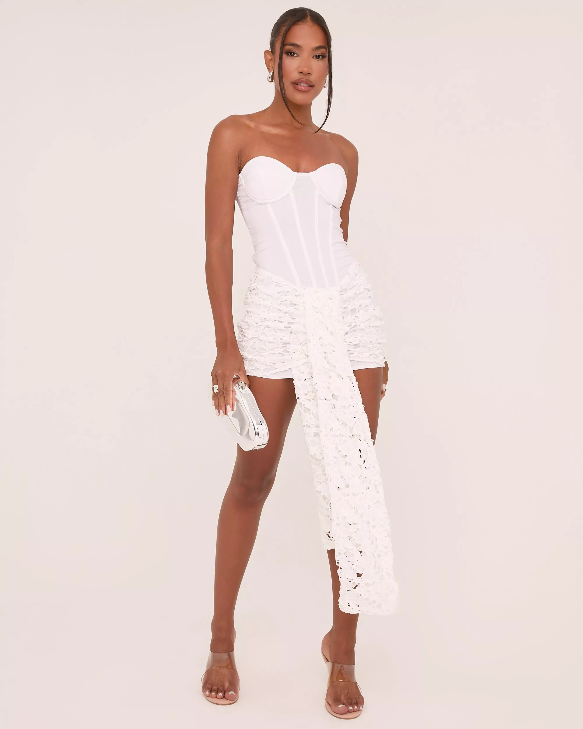 Bandeau Lace Strapless Mini Evening Bodycon Dress
