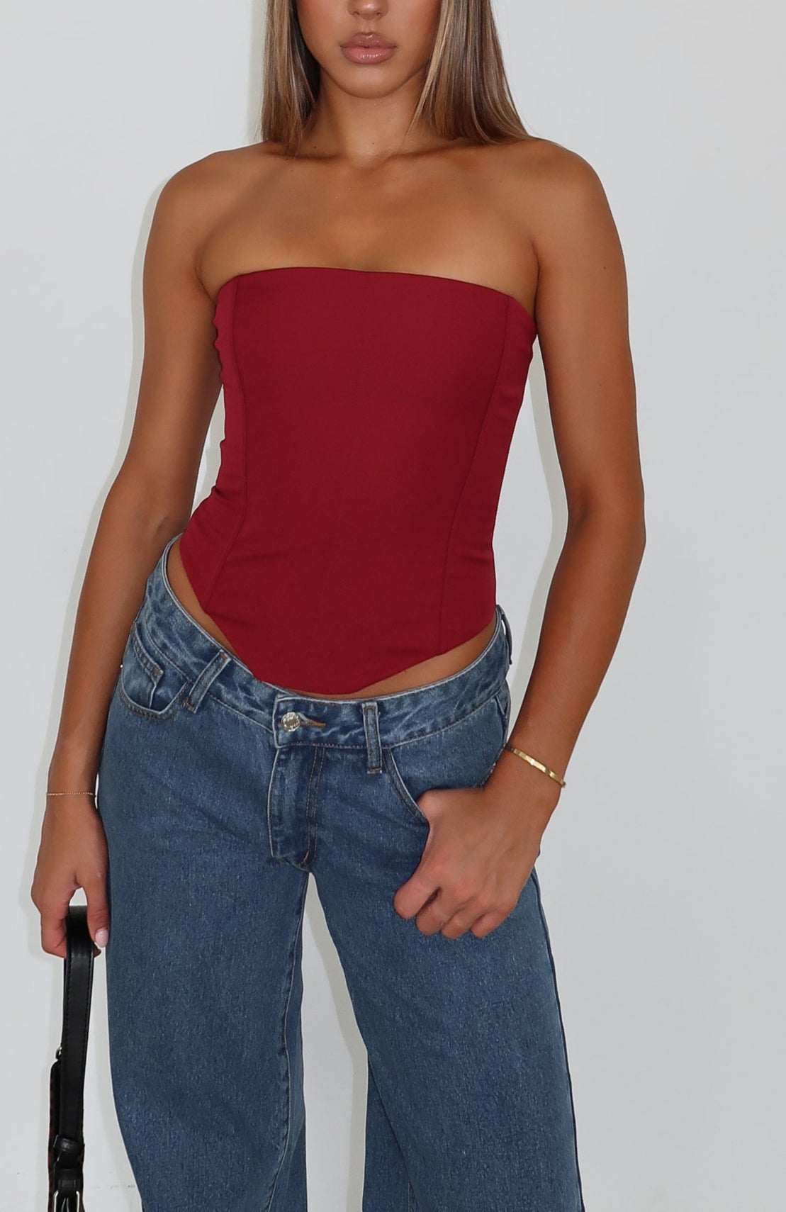 Elodie Strapless Corset top in Petrol