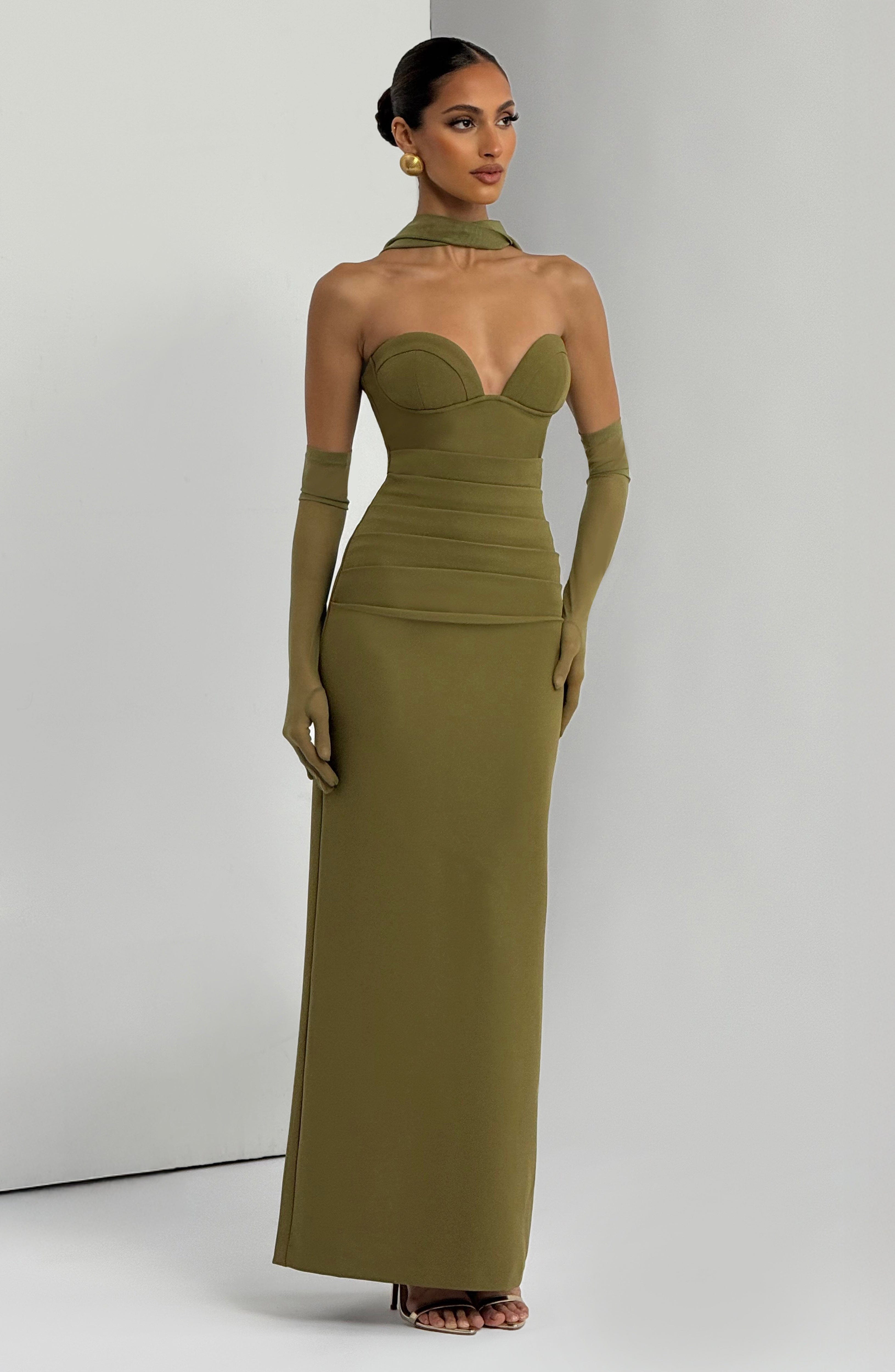 Lindsey Deep Olive Maxi Dress