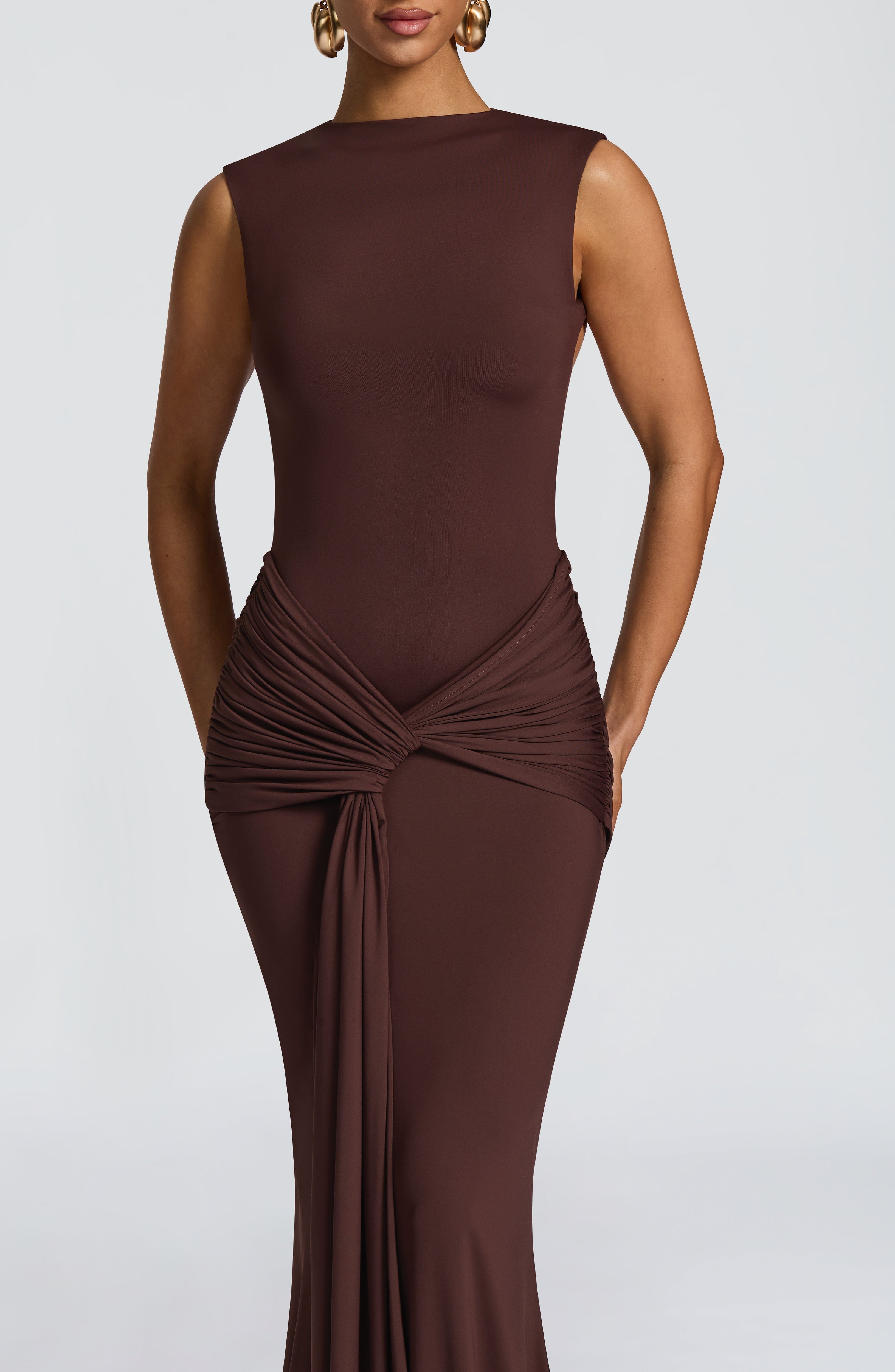 Lorenza Plum Brown Maxi Dress