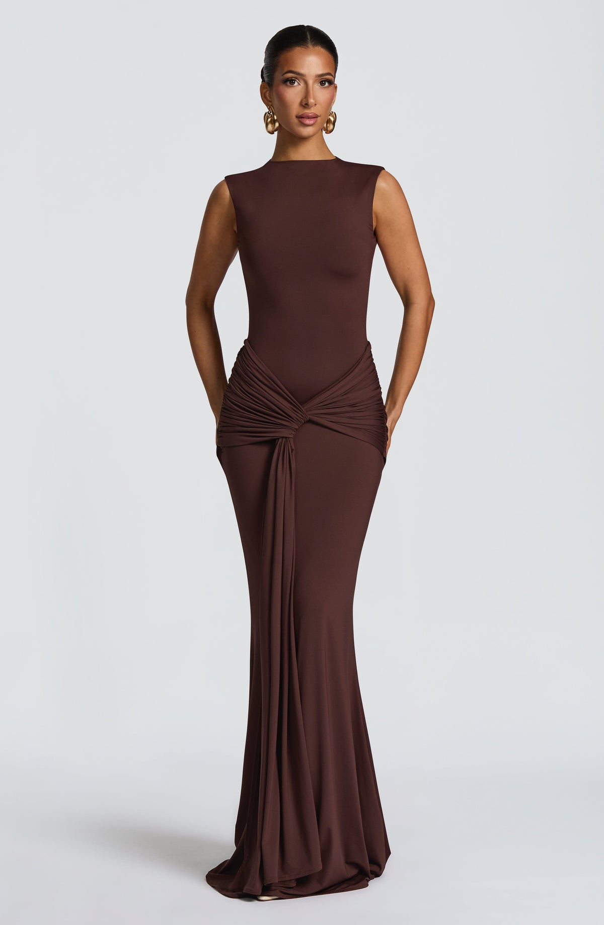 Lorenza Plum Brown Maxi Dress