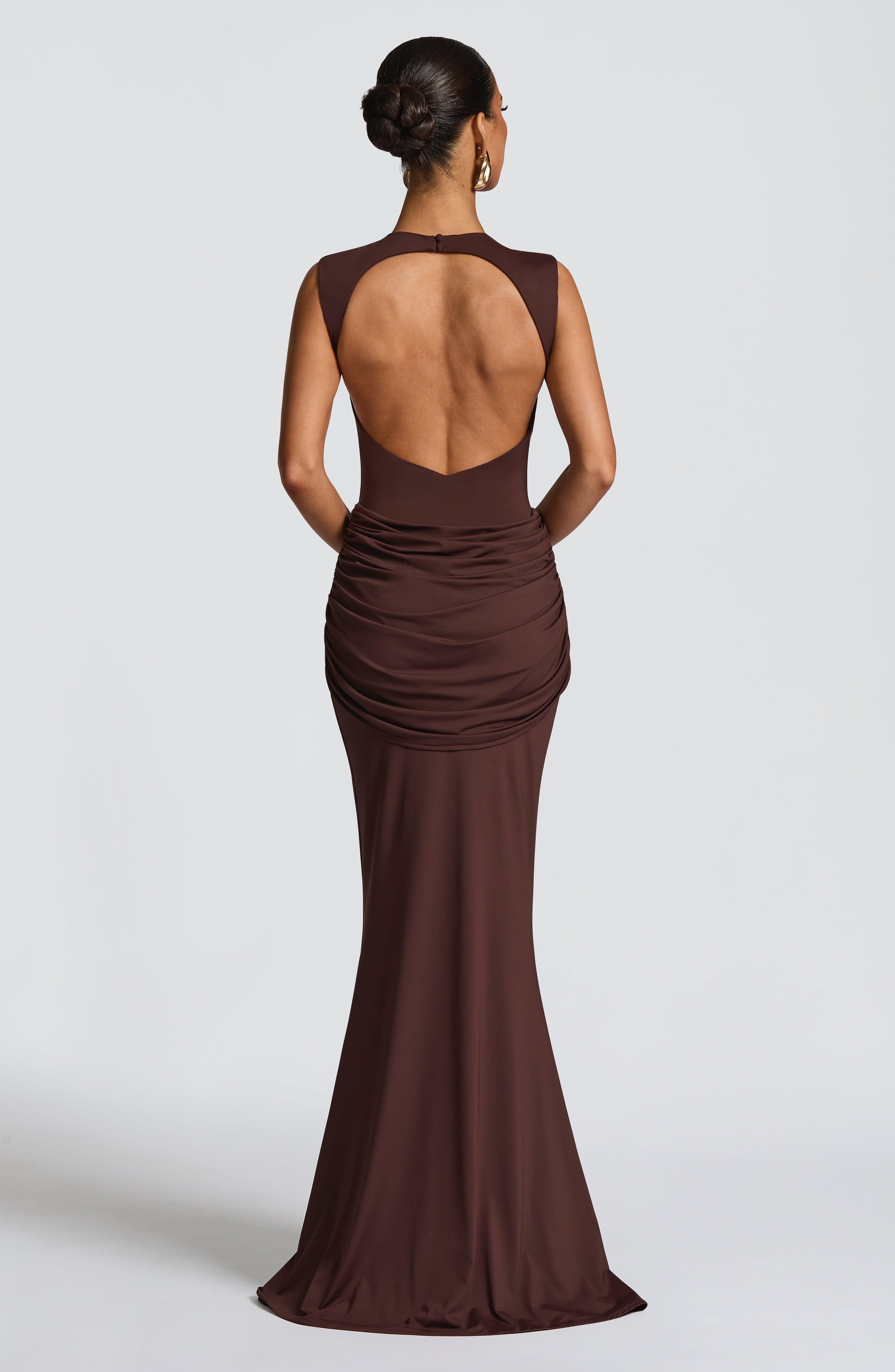 Lorenza Plum Brown Maxi Dress