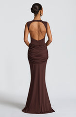Lorenza Plum Brown Maxi Dress