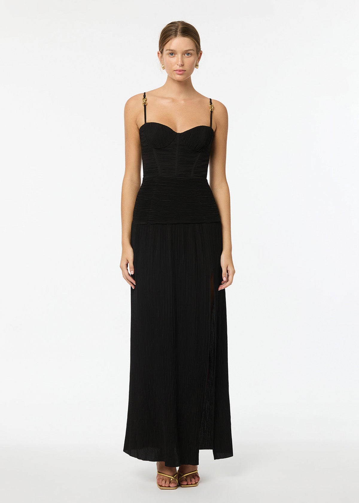Double Time Pleat Dress in Black
