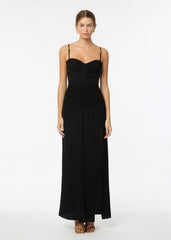 Double Time Pleat Dress in Black