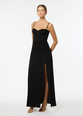 Double Time Pleat Dress in Black