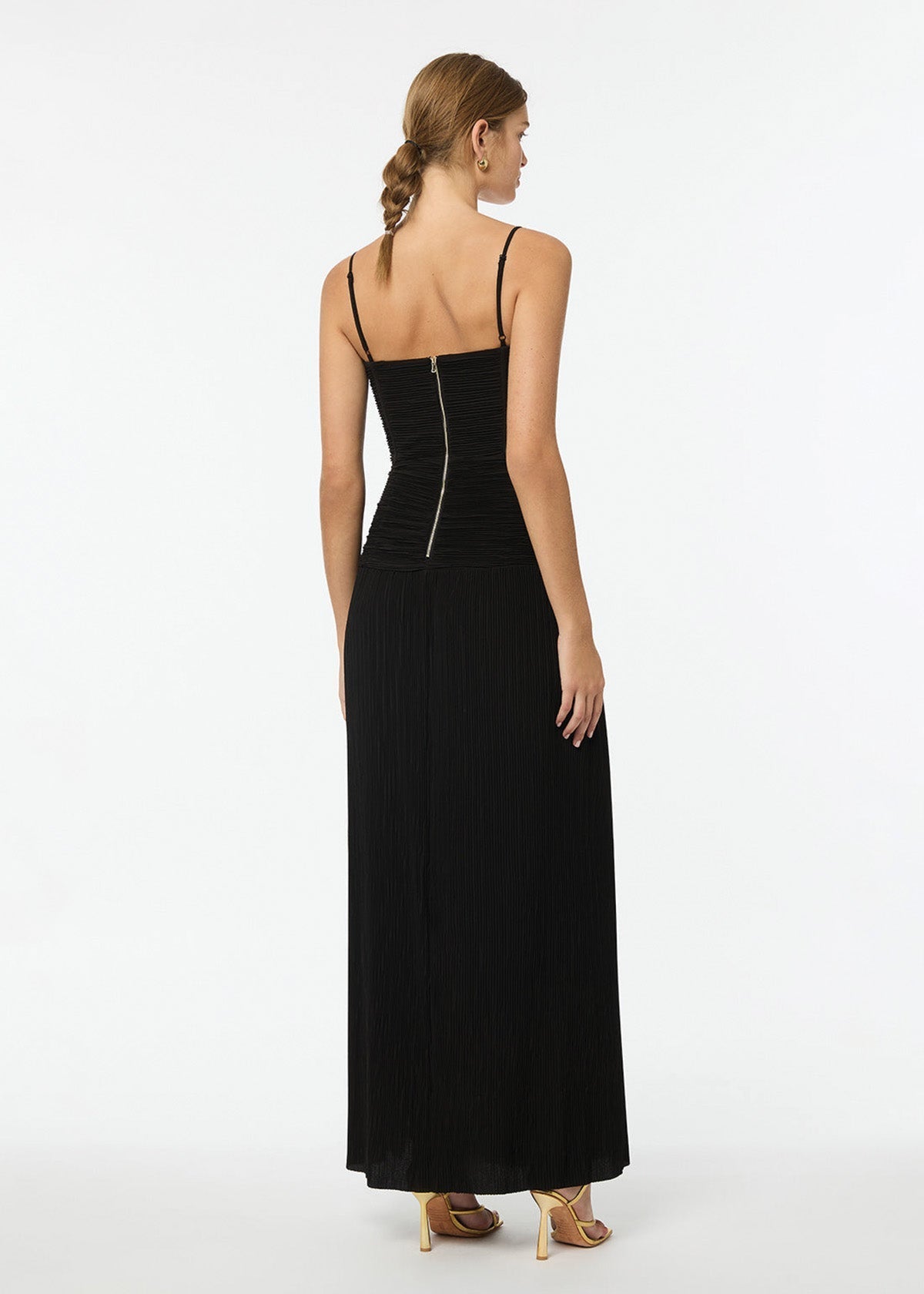 Double Time Pleat Dress in Black