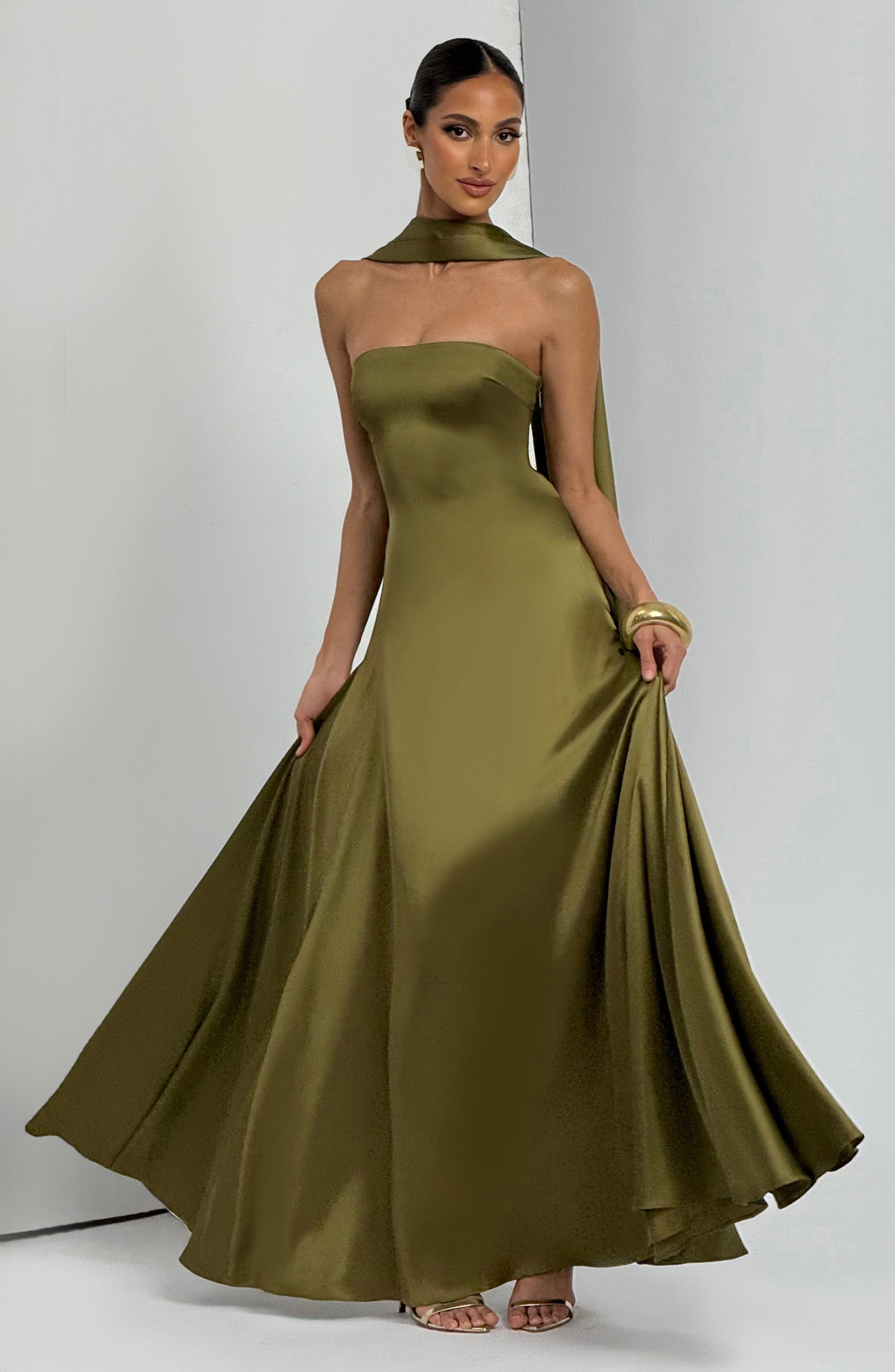 Morven Deep Olive Maxi Dress