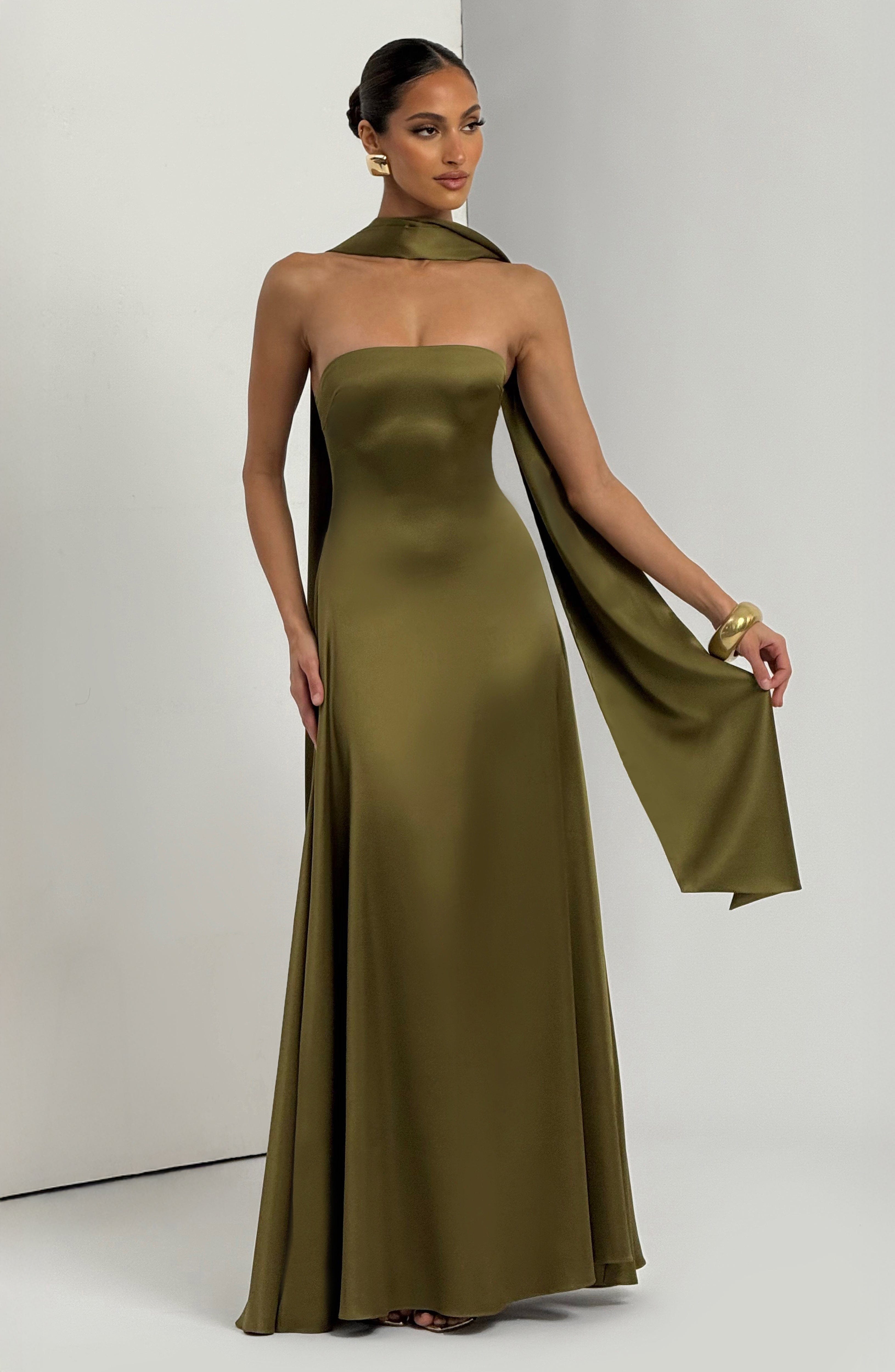 Morven Deep Olive Maxi Dress