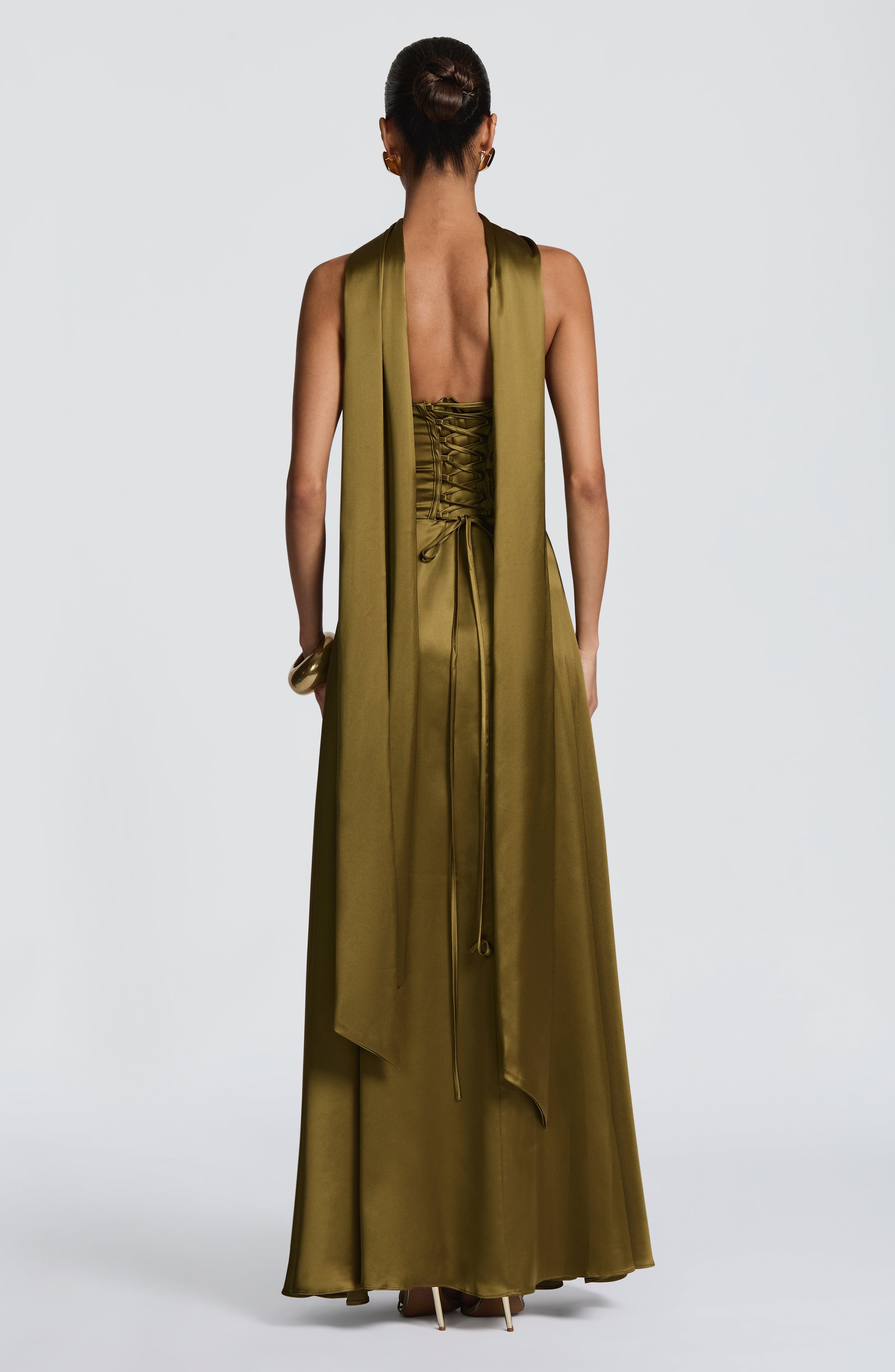 Morven Deep Olive Maxi Dress