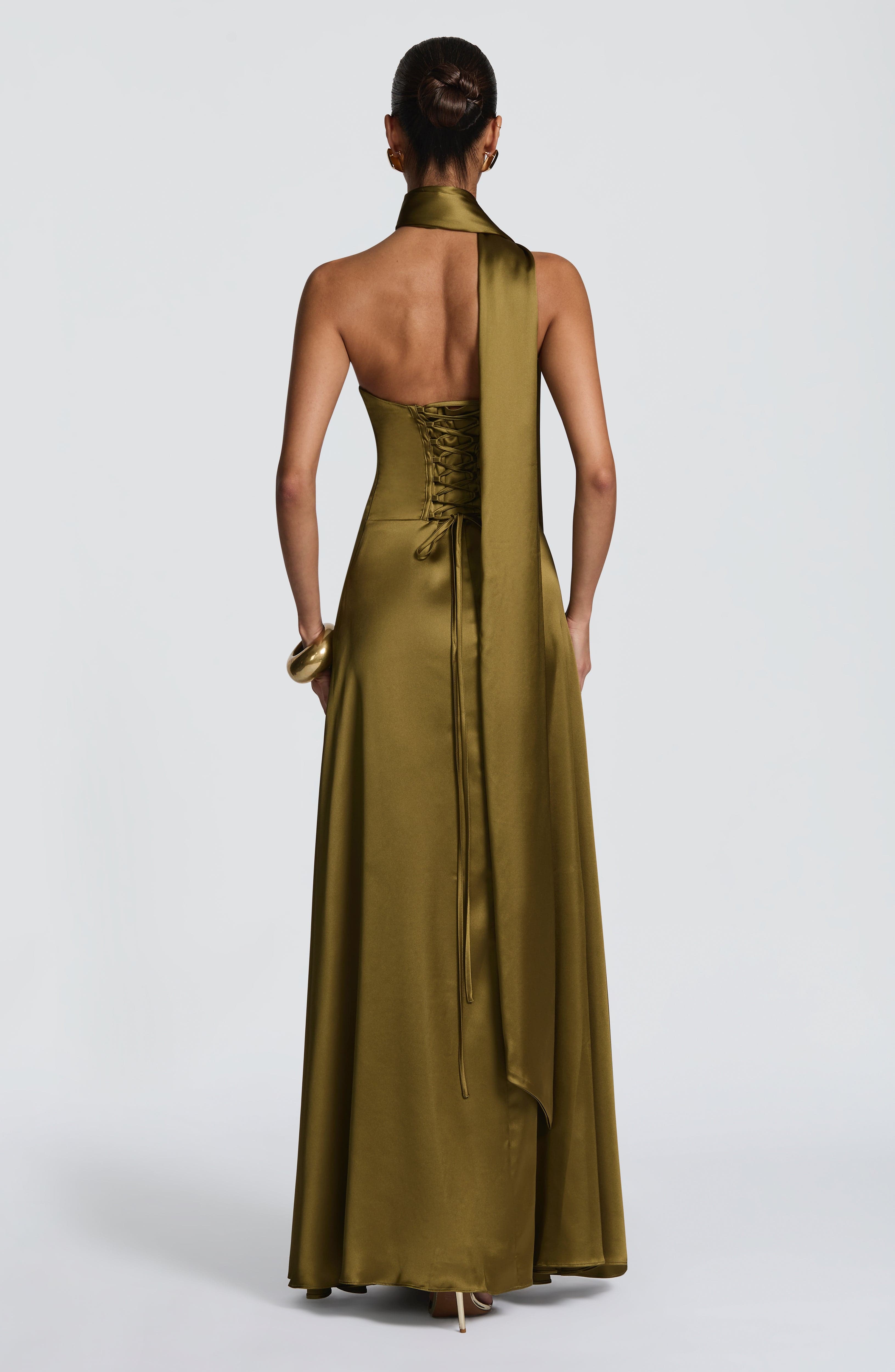 Morven Deep Olive Maxi Dress