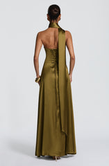 Morven Deep Olive Maxi Dress