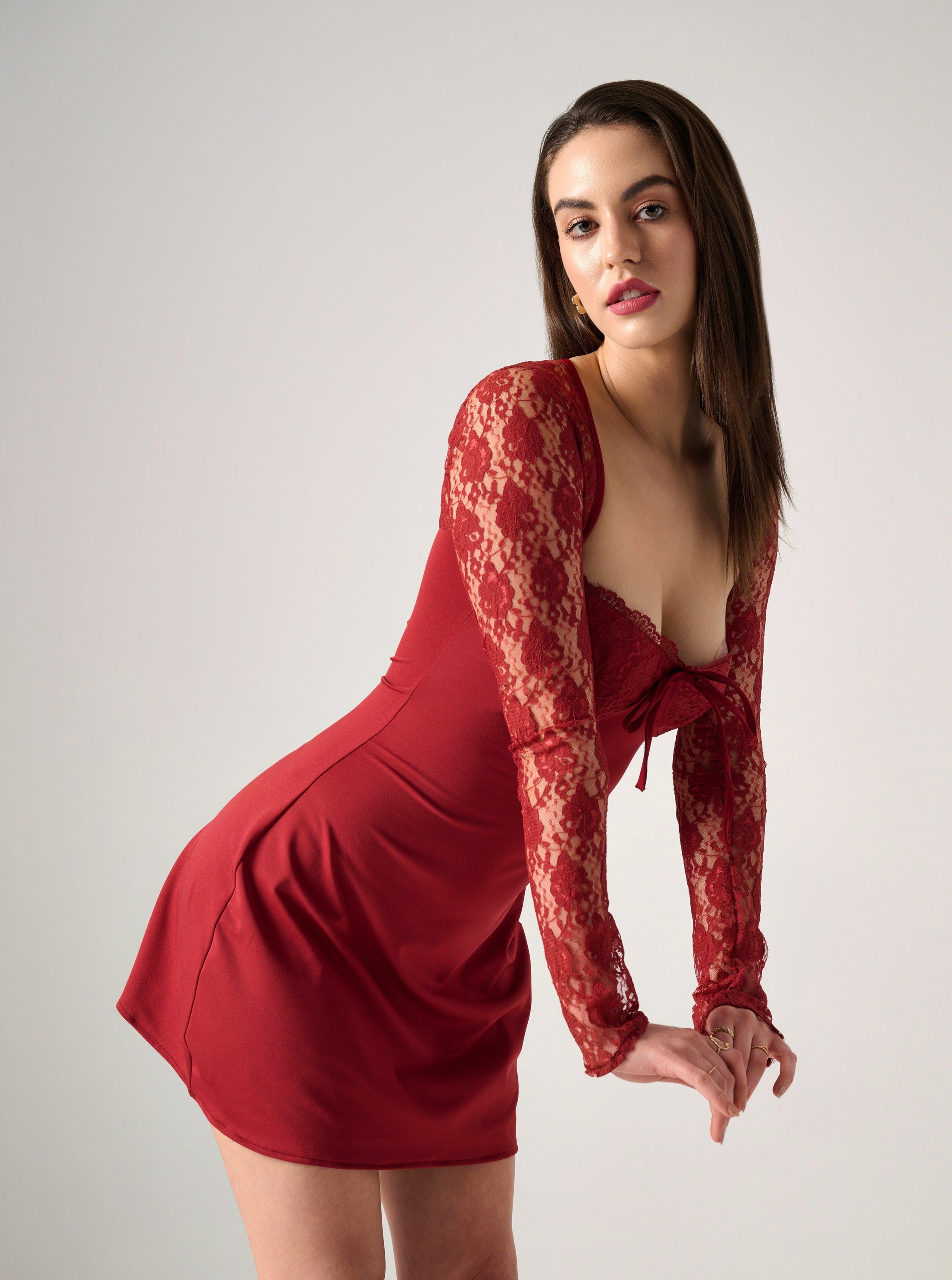 Jennıca LAced Up a Lıne Mini Dress