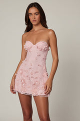 Edita Sequin Floral Mini Party Dress - Ballet Pink
