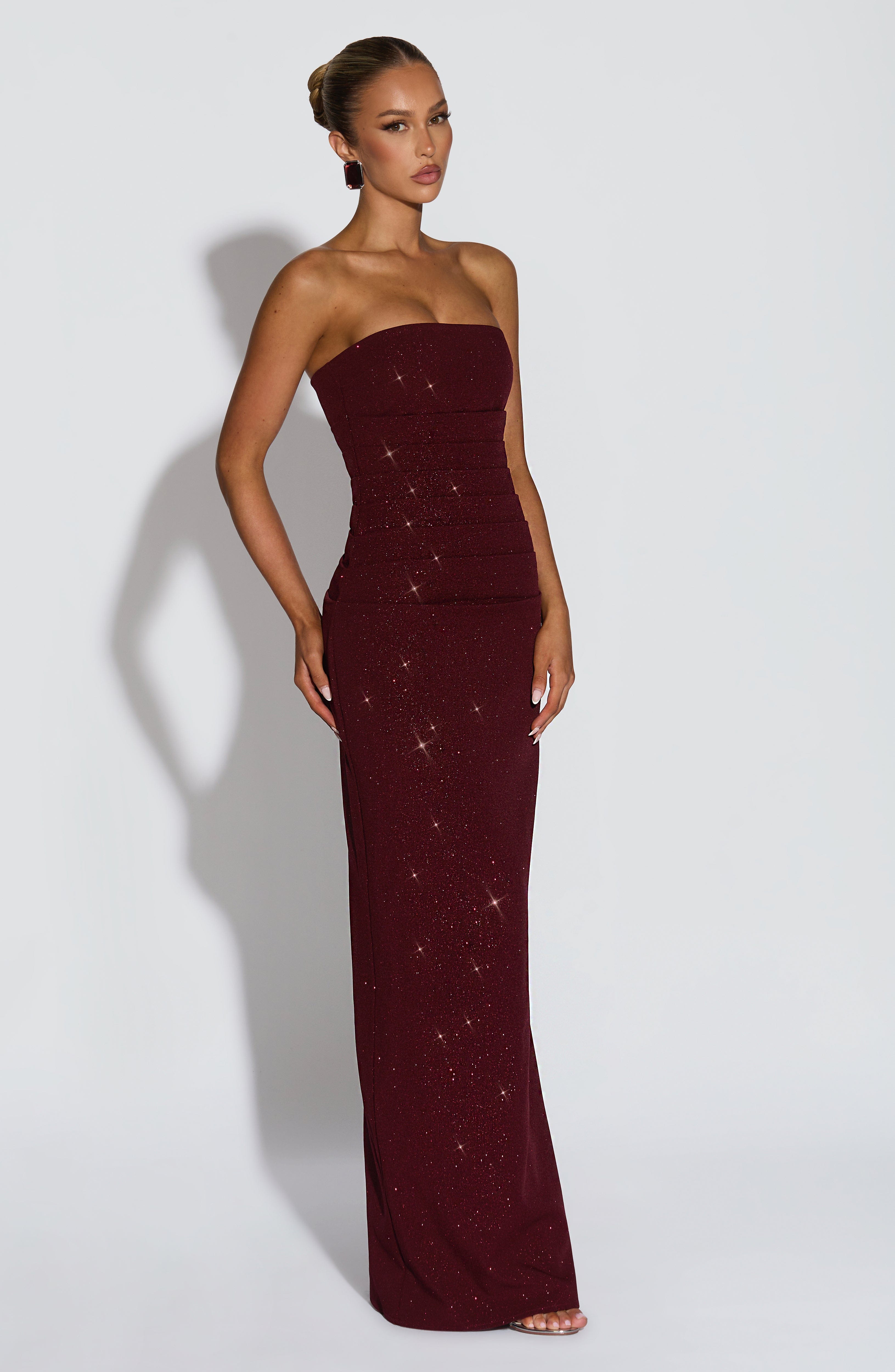 Pandra Wine Sparkle Maxi Dress