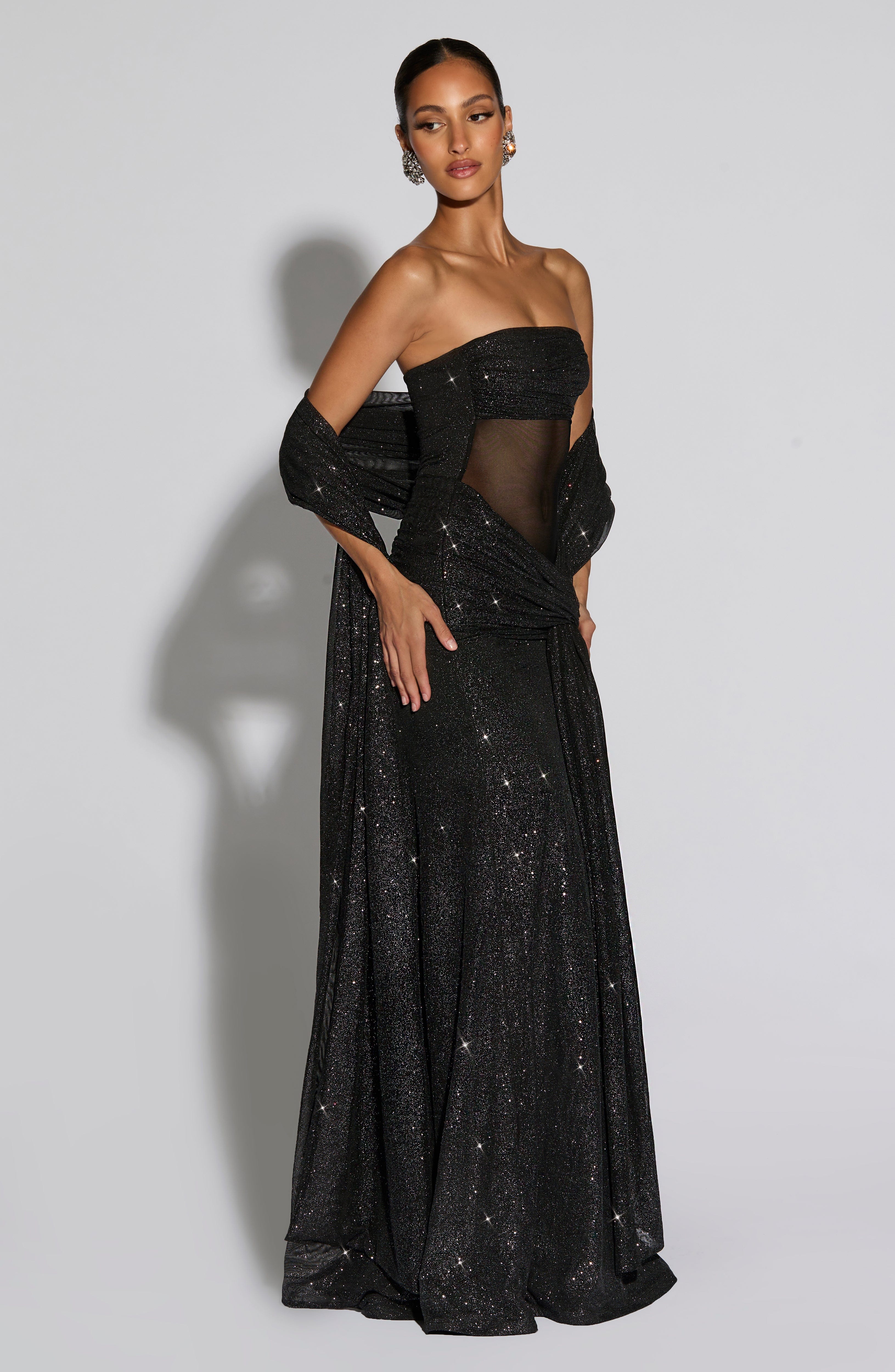 Paula Black Sparkle Maxi Dress
