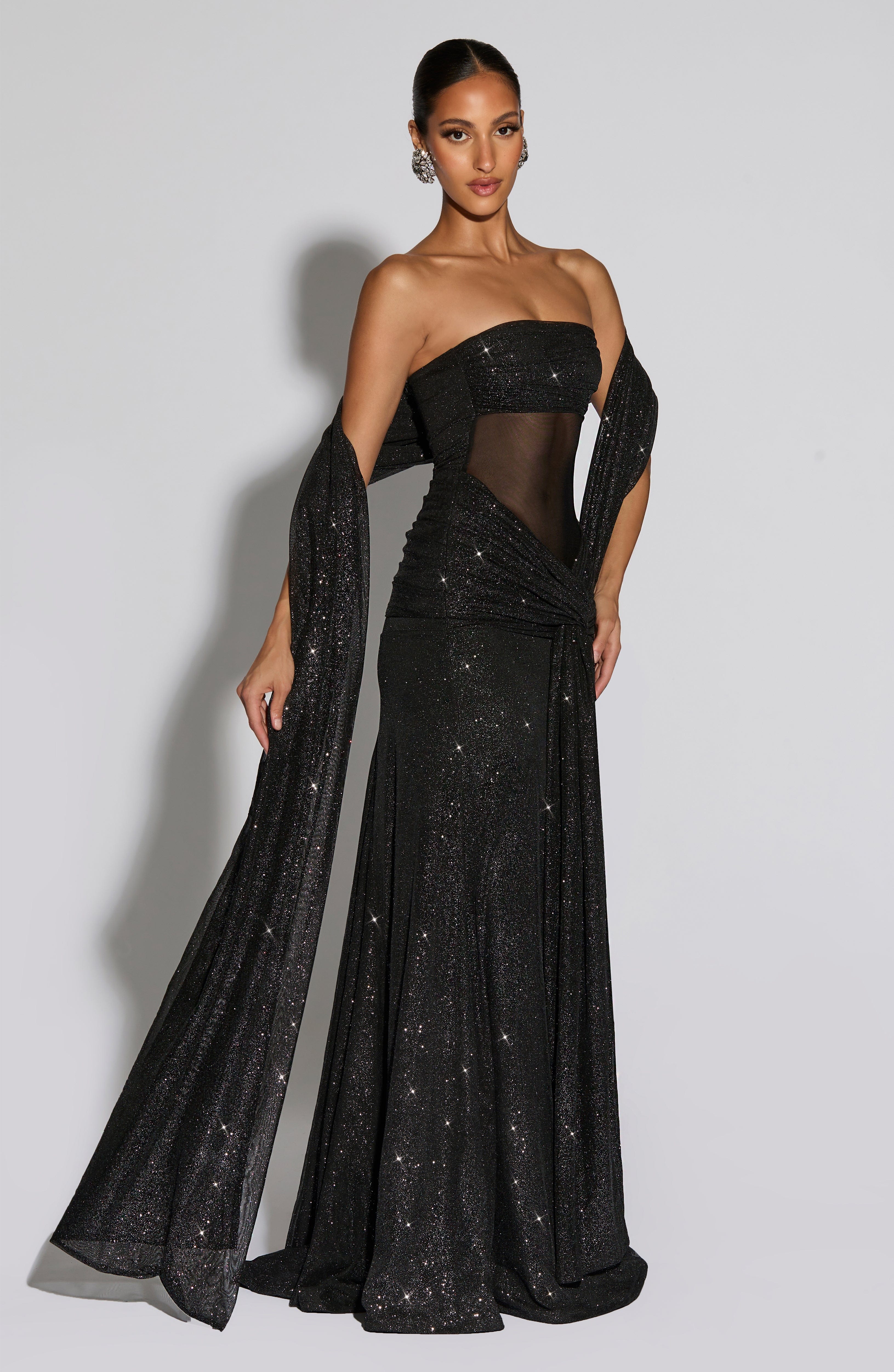 Paula Black Sparkle Maxi Dress
