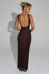 Petra Full-Length Dress - Plum Brown