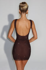 Petra Mini Dress in Plum Brown