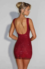 Petra Wine-Colored Mini Dress