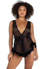 Retro Mesh and Marabou Babydoll