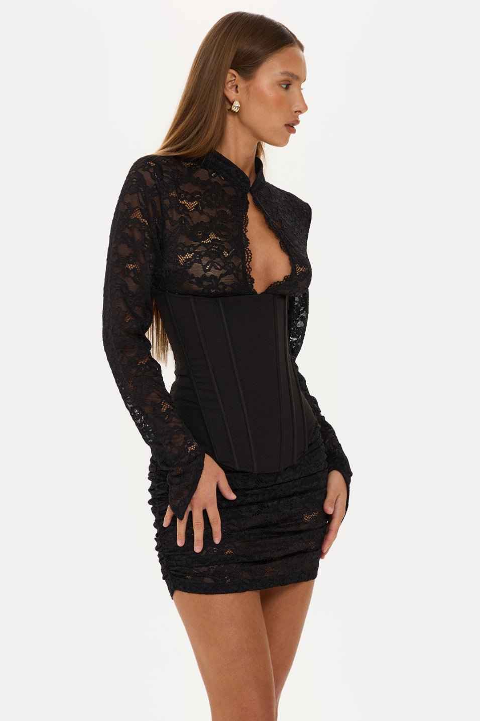 Rebel Noir Lace Corset Mini Dress