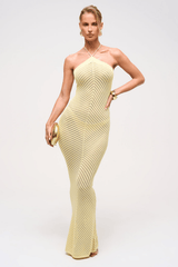 REMY CHEVRON KNITTED MAXI DRESS IN YELLOW