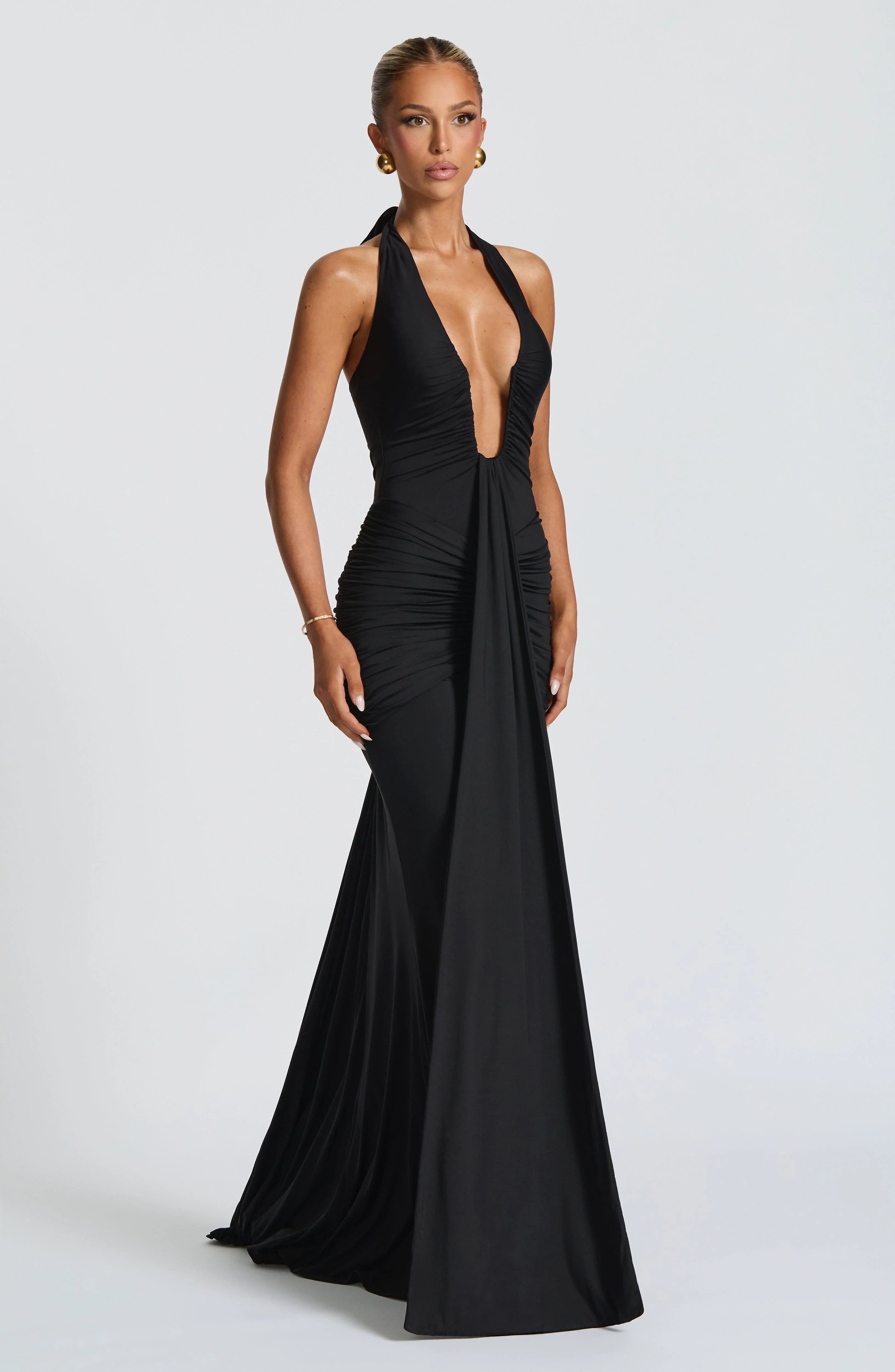 Black Rosetta Maxi Dress