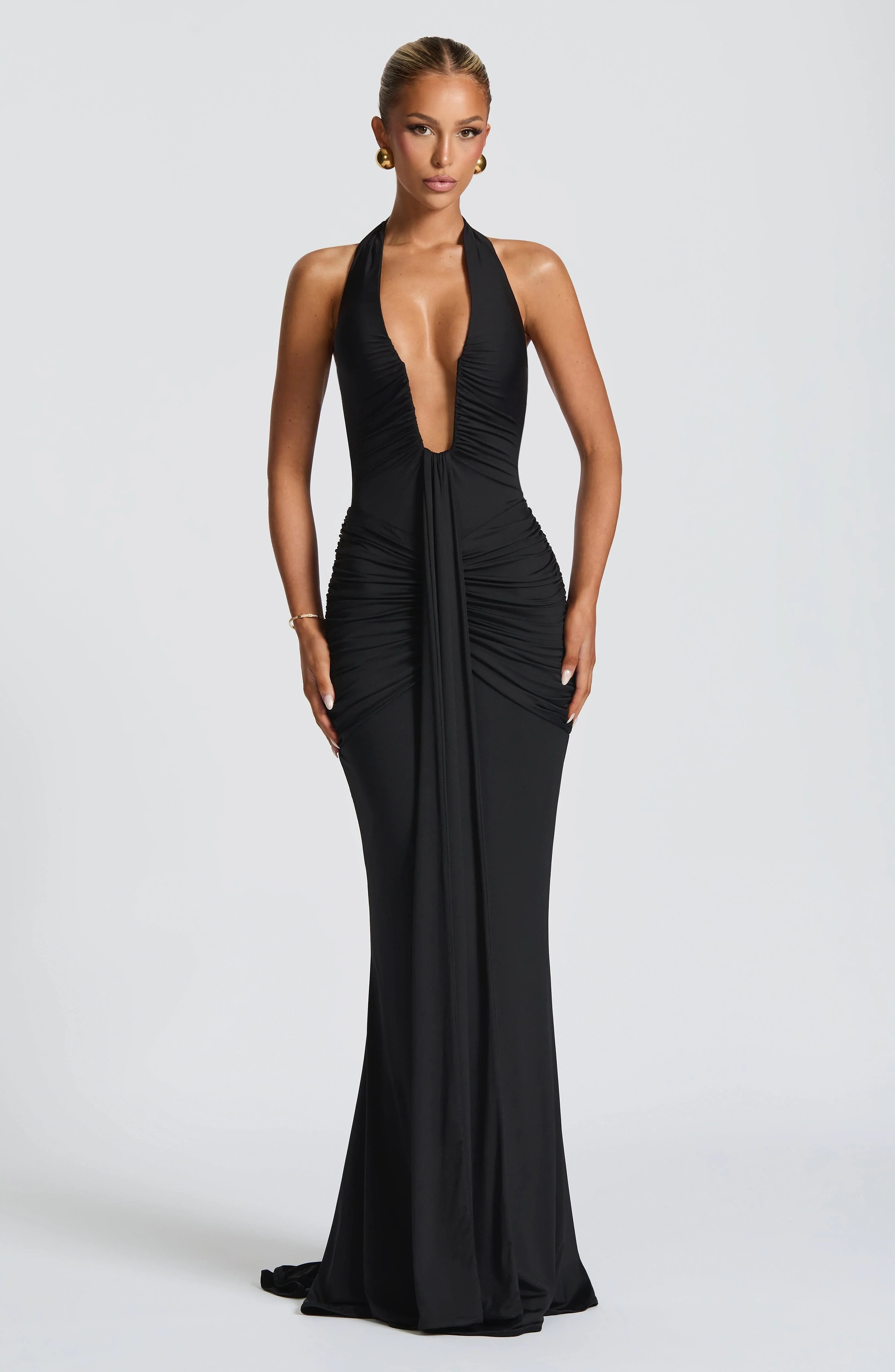 Black Rosetta Maxi Dress