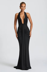 Black Rosetta Maxi Dress