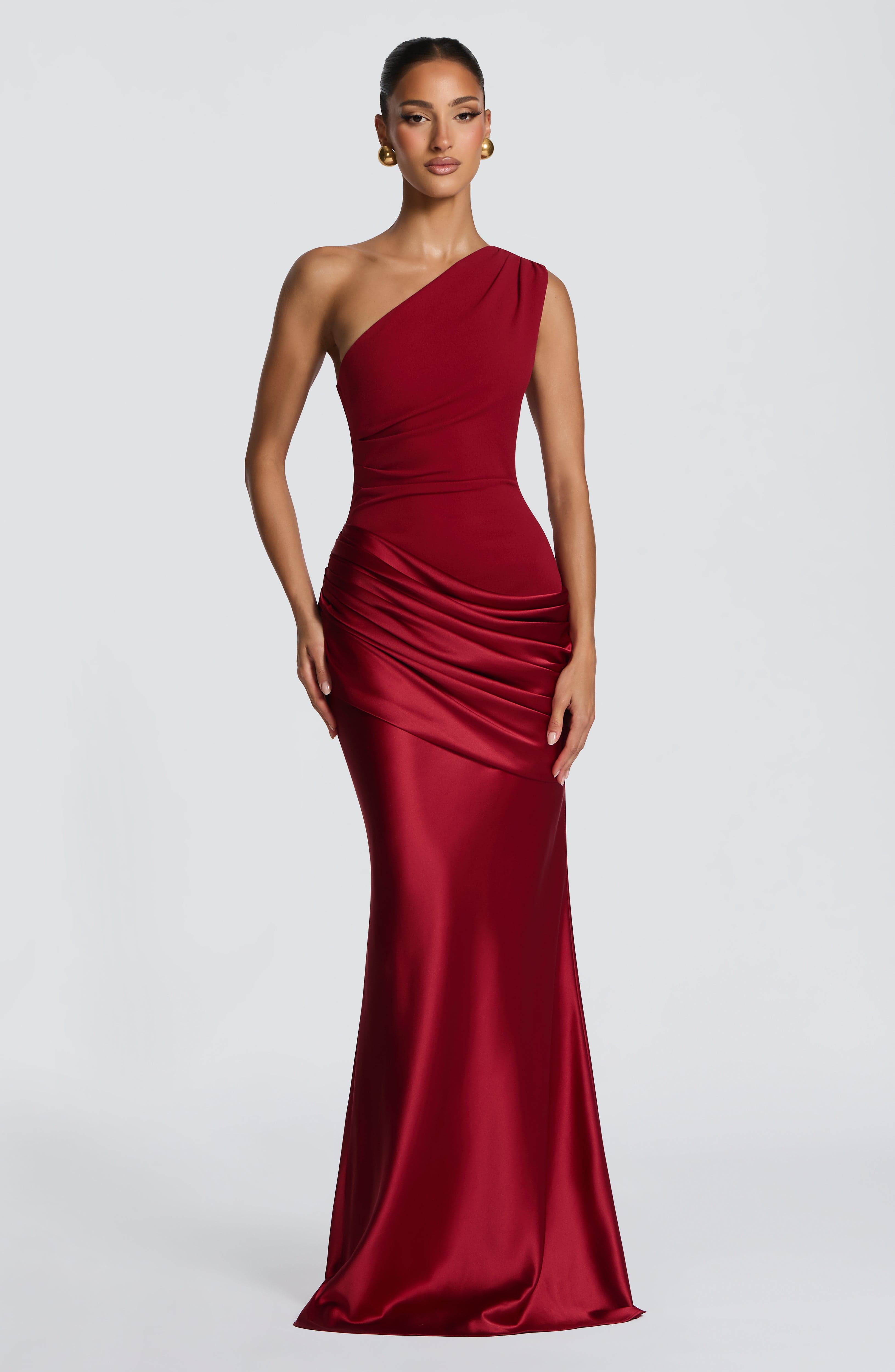 Sadona Maxi Dress - Deep Red Satin Crepe