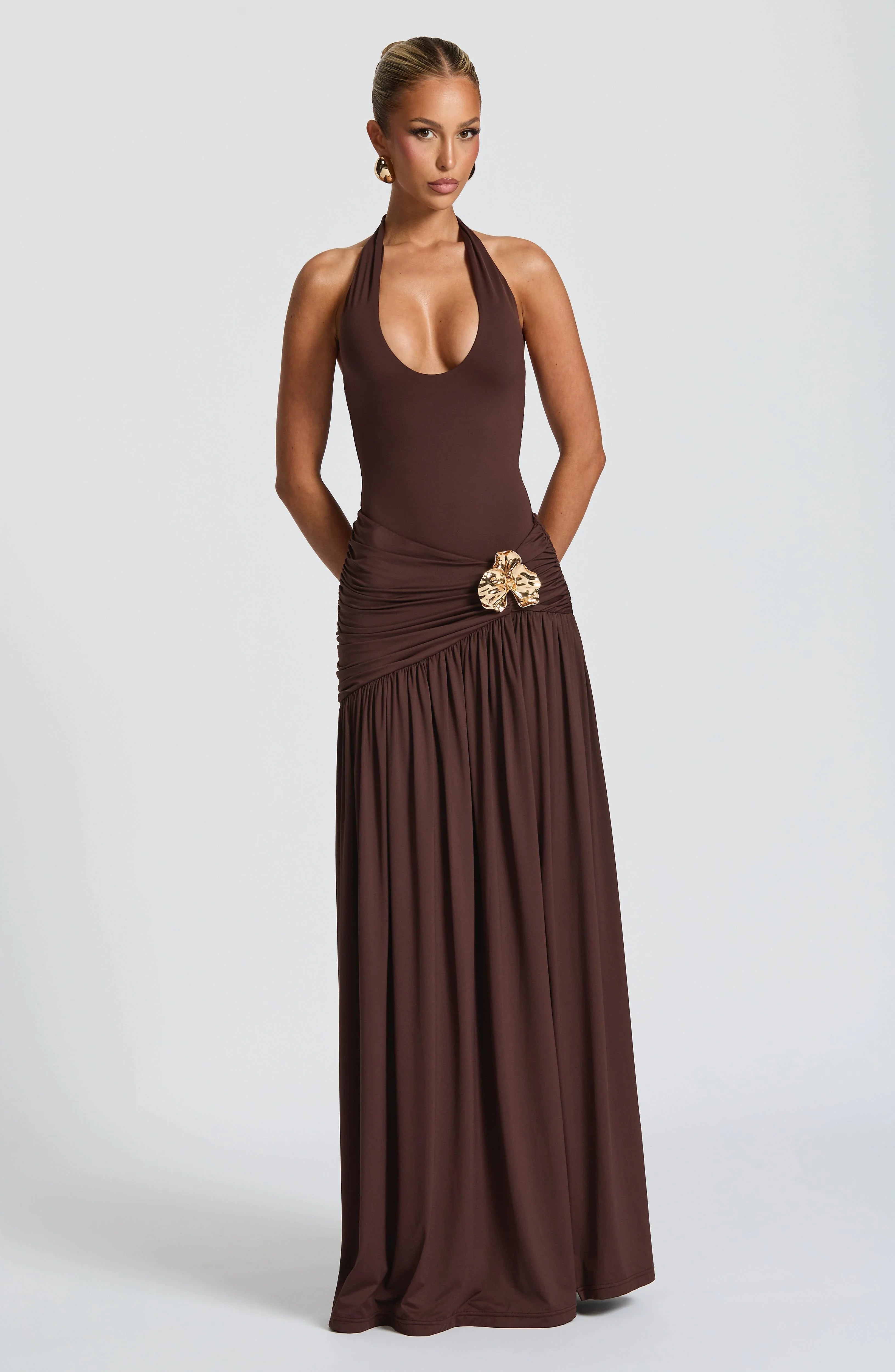 Saira Plum Brown Maxi Skirt
