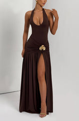 Saira Plum Brown Maxi Skirt