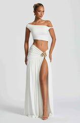 Saira Long White Skirt