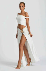 Saira Long White Skirt