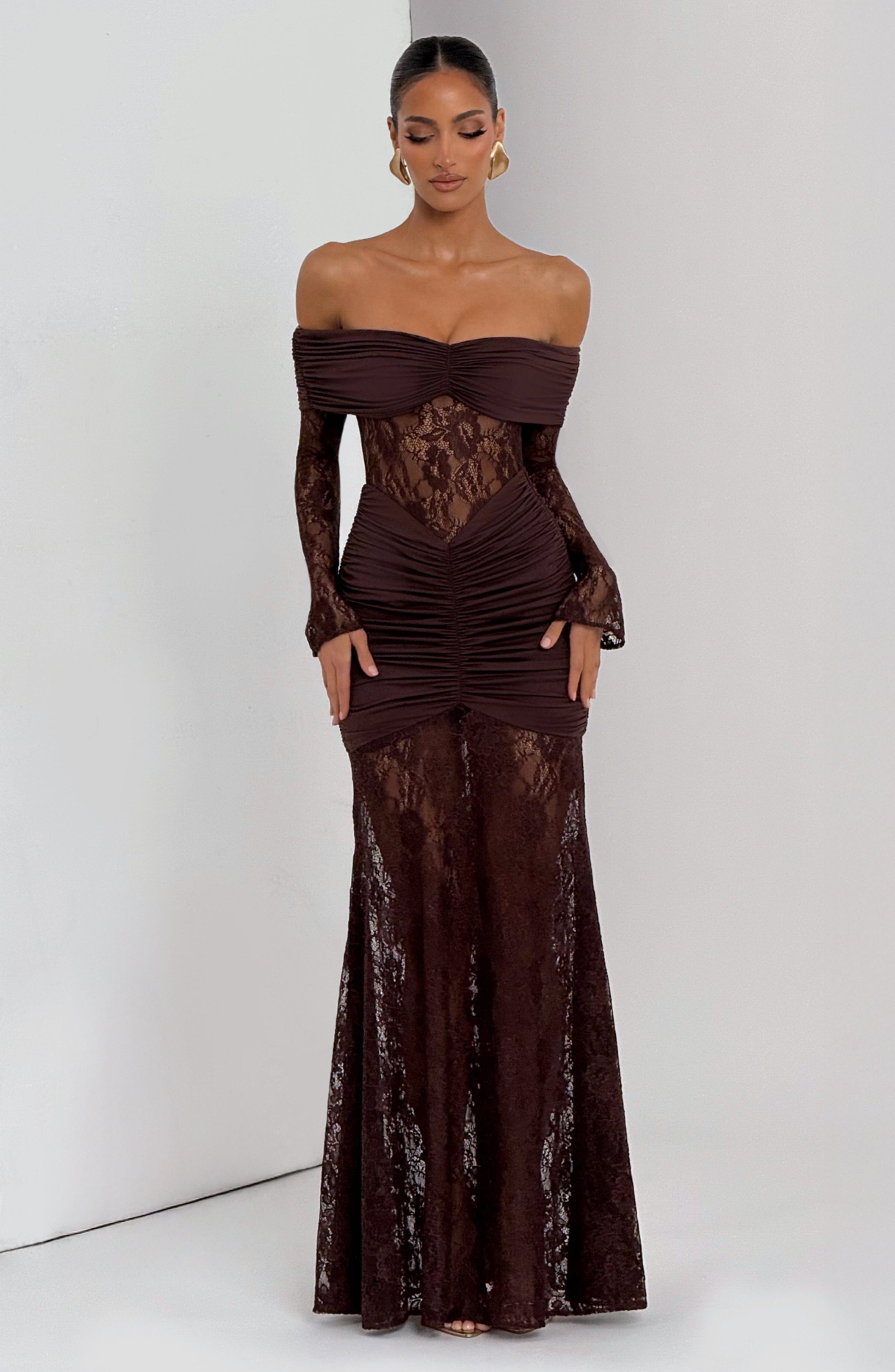 Sauline Plum Brown Maxi Dress