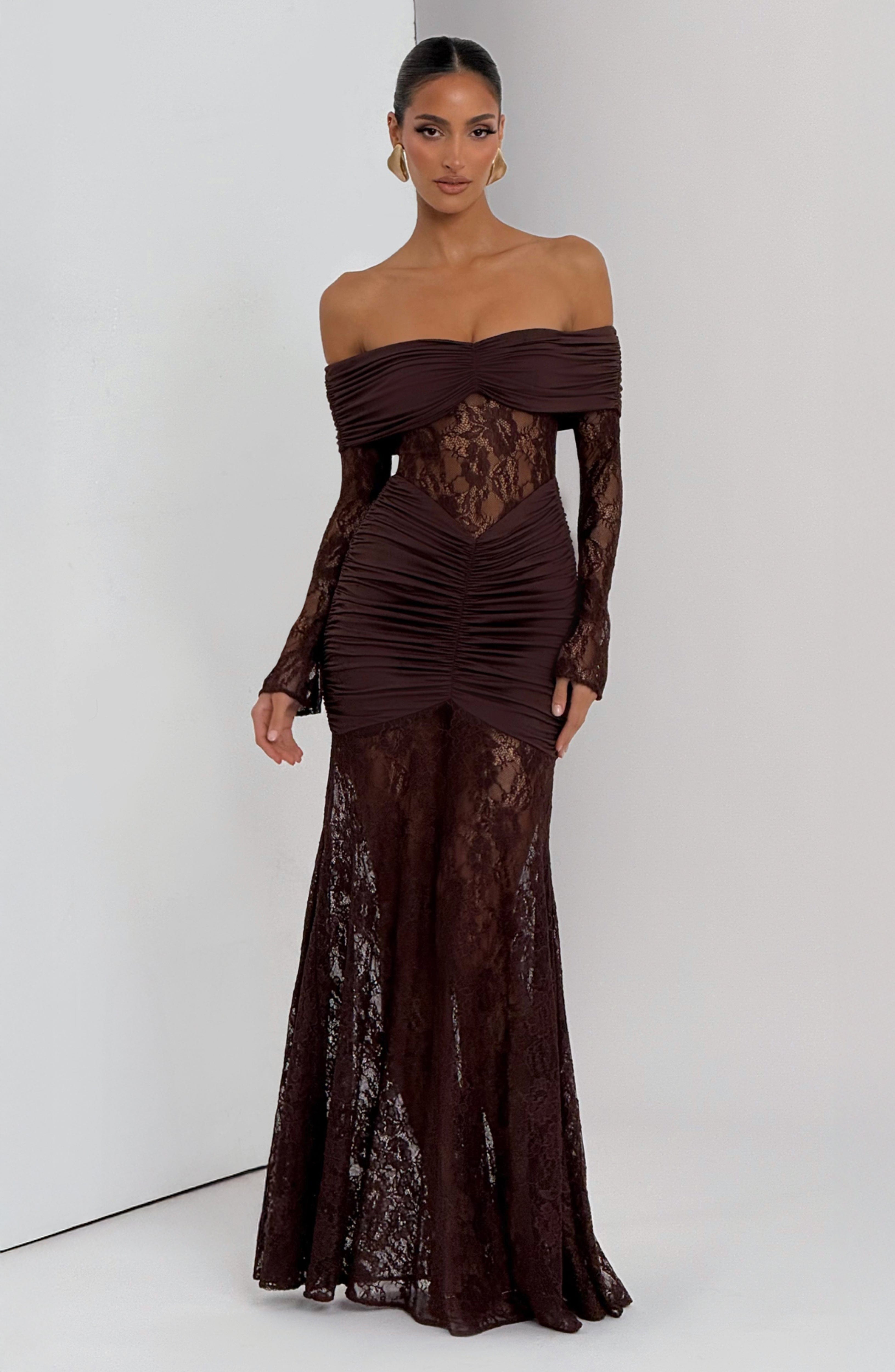 Sauline Plum Brown Maxi Dress