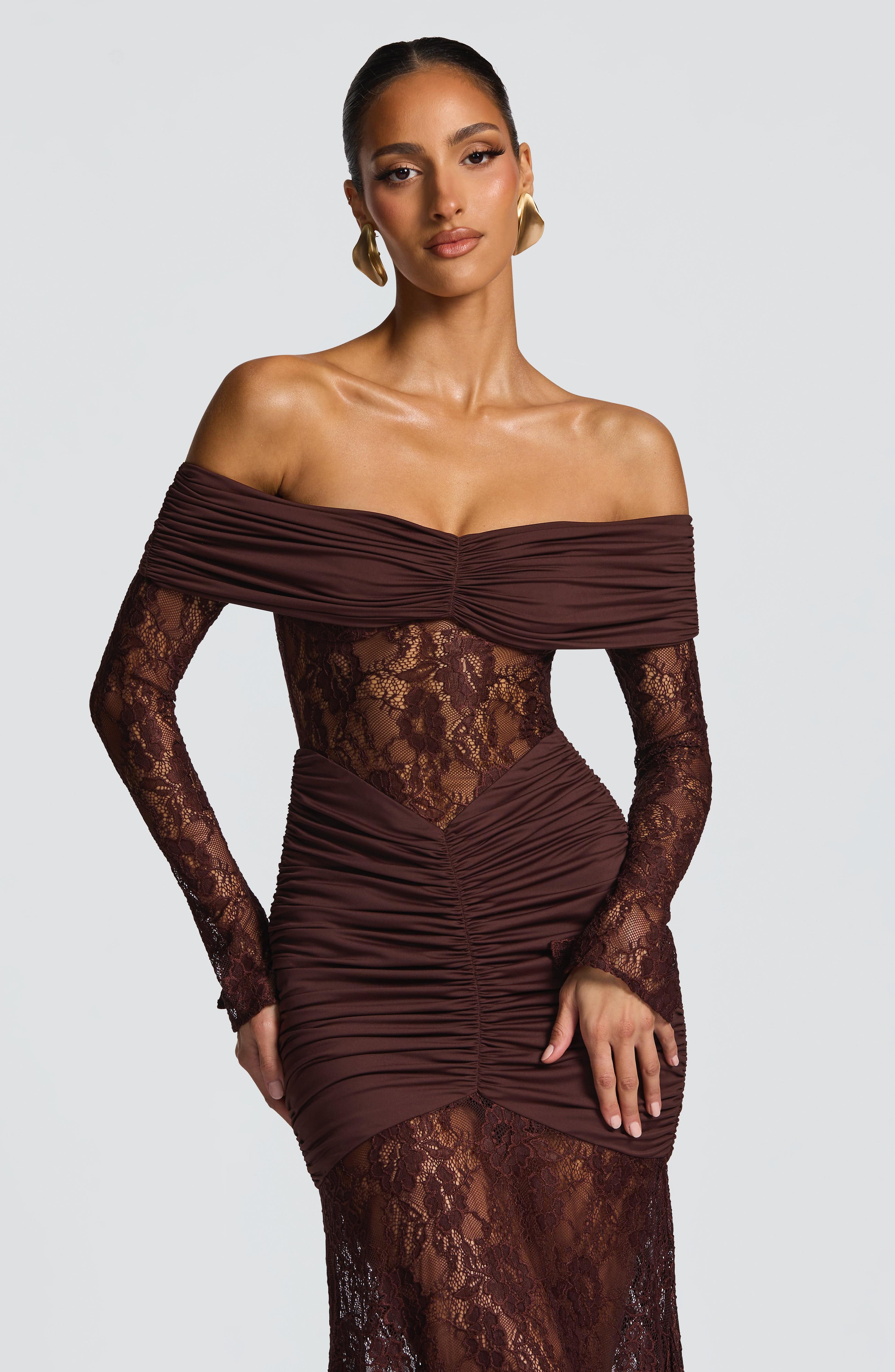 Sauline Plum Brown Maxi Dress