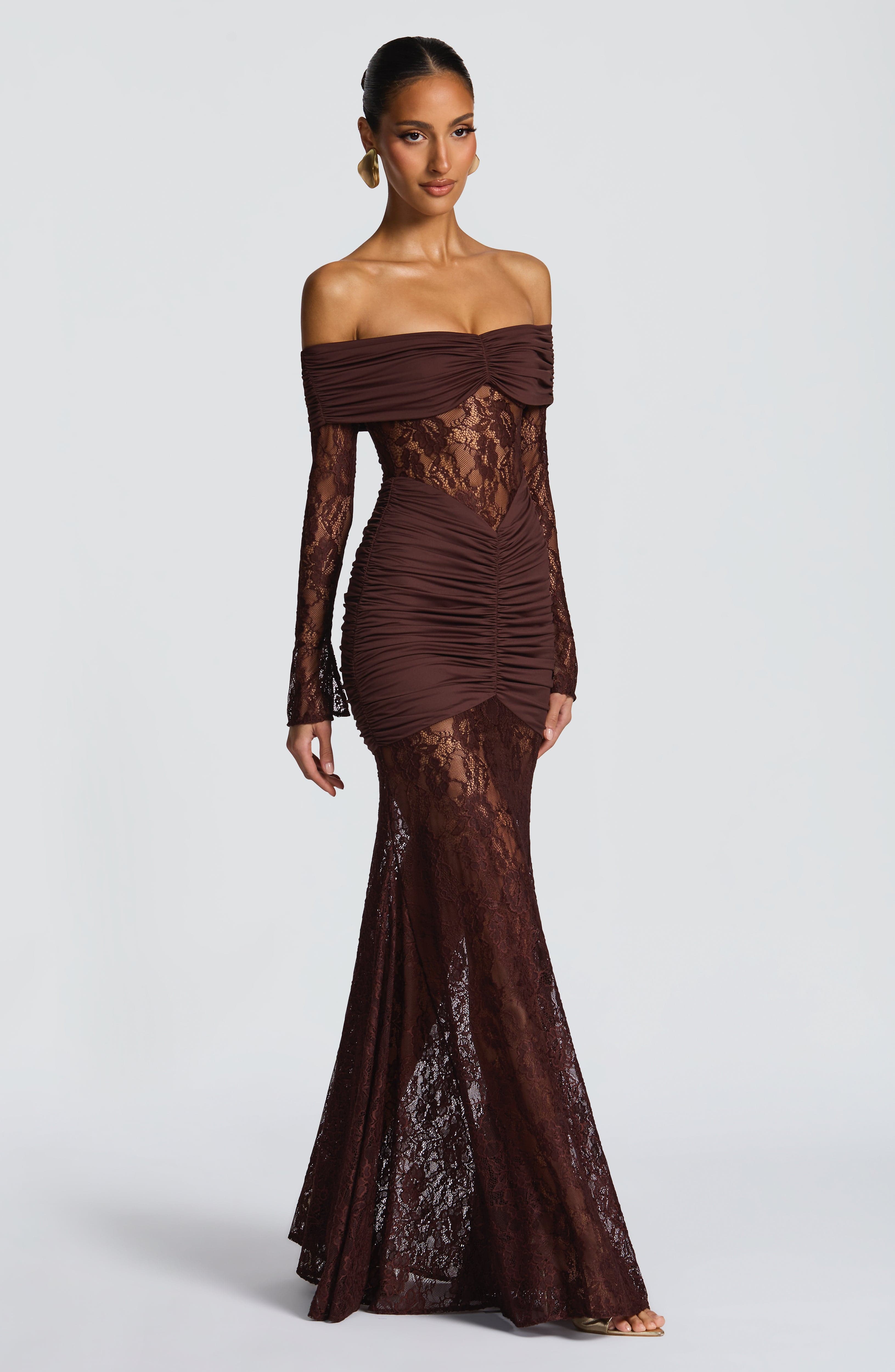 Sauline Plum Brown Maxi Dress