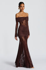 Sauline Plum Brown Maxi Dress