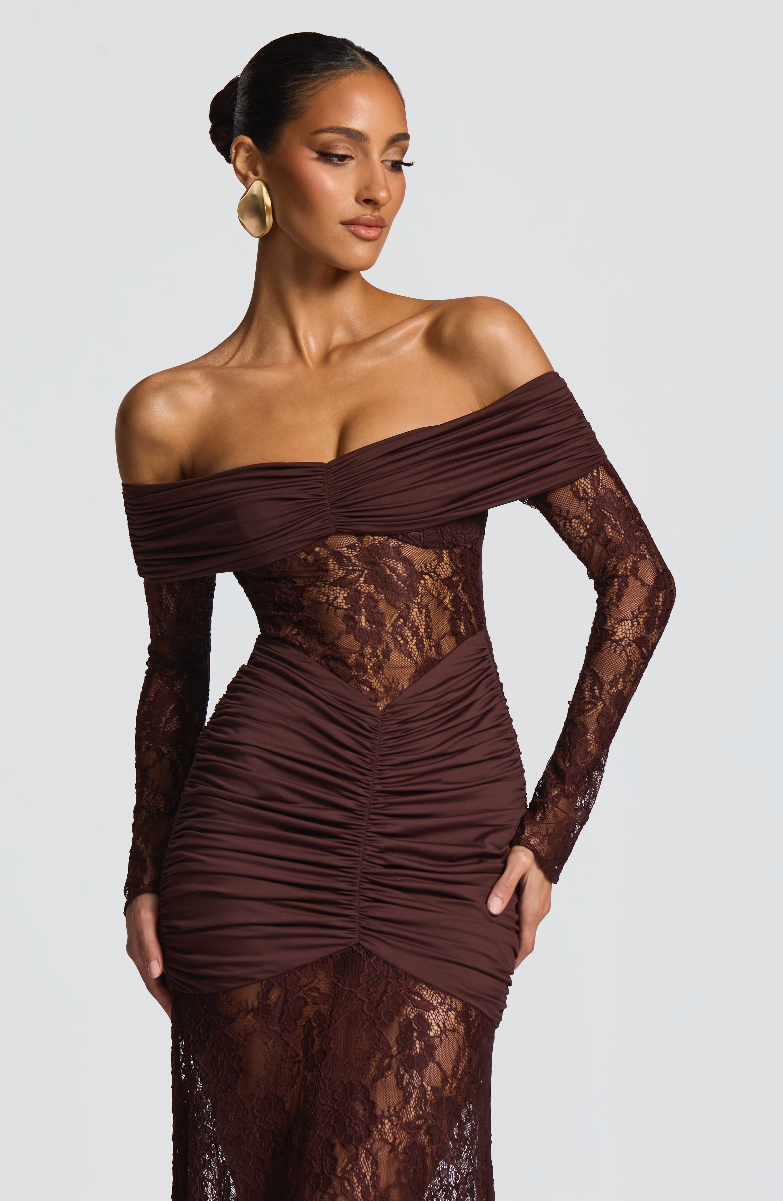 Sauline Plum Brown Maxi Dress