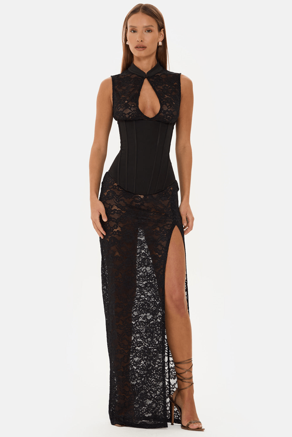 Sedona Black Corset Lace Maxi Dress