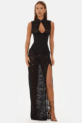 Sedona Black Corset Lace Maxi Dress
