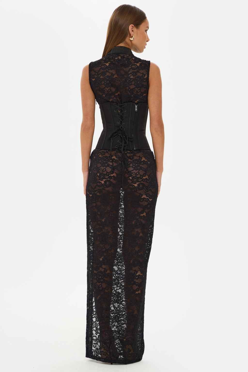 Sedona Black Corset Lace Maxi Dress