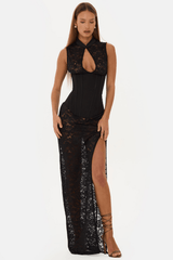 Sedona Black Corset Lace Maxi Dress