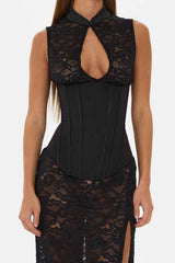 Sedona Black Corset Lace Maxi Dress