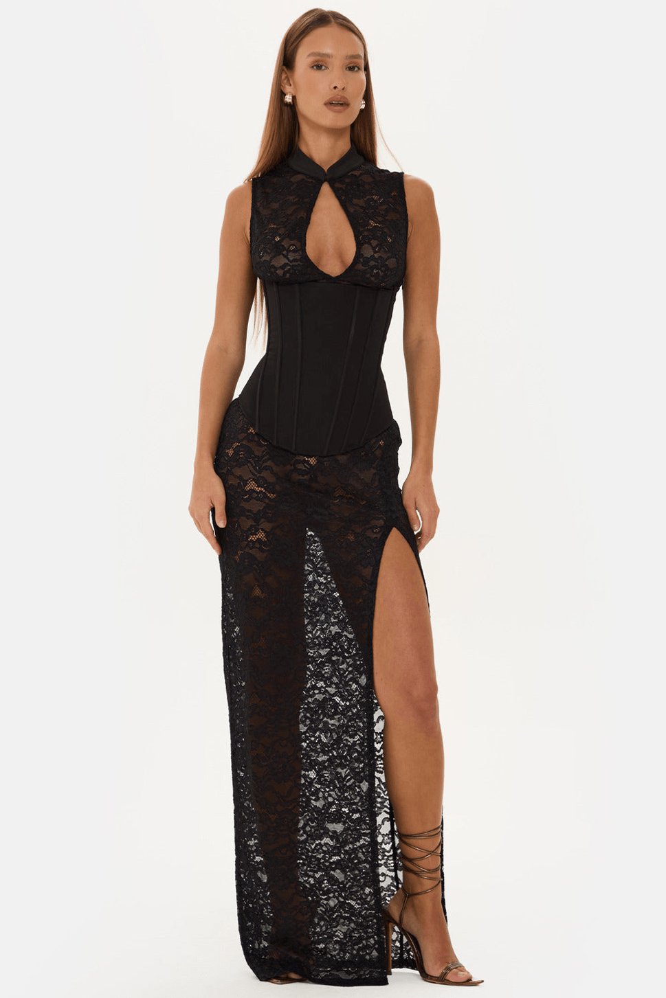 Sedona Black Corset Lace Maxi Dress