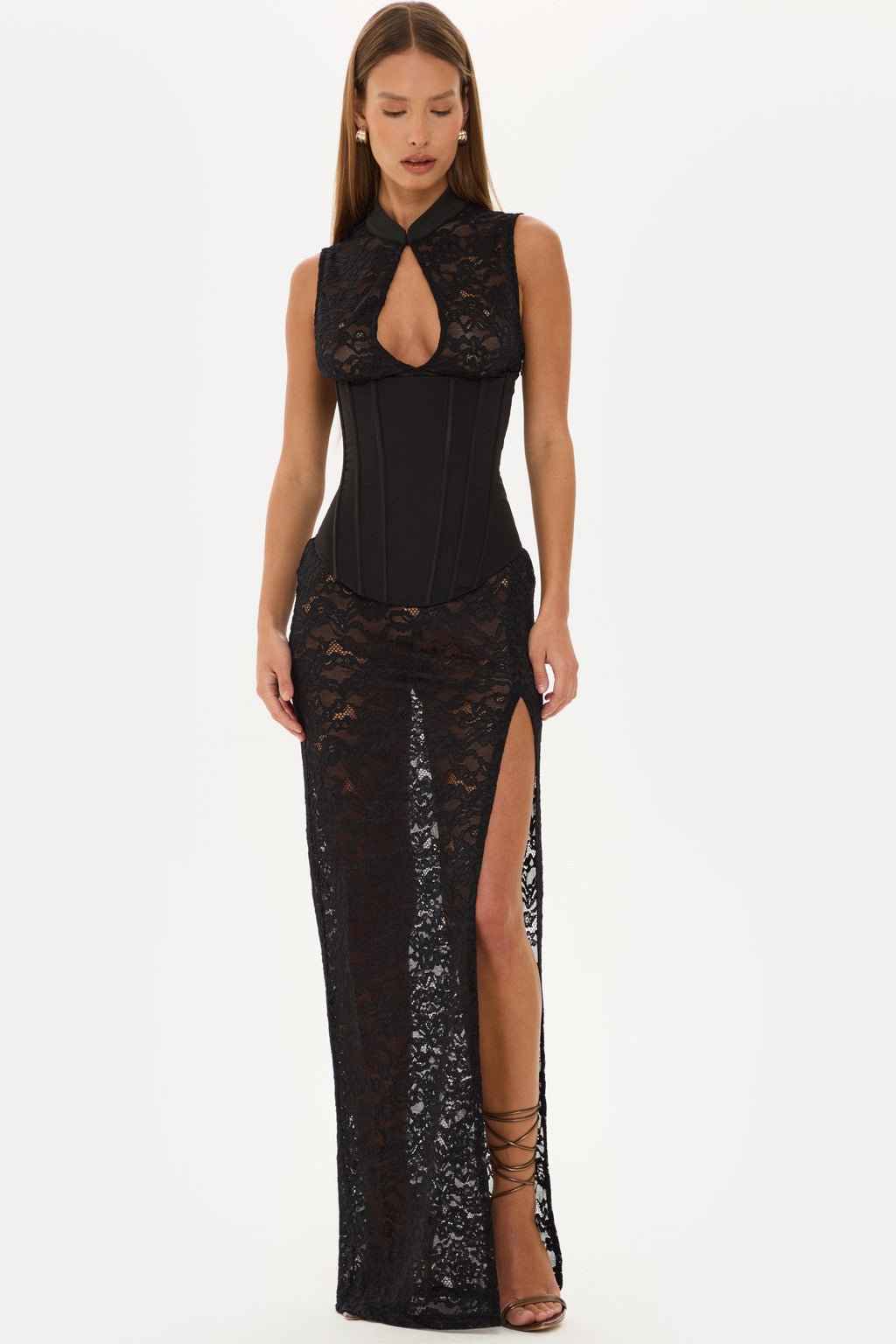 Sedona Black Corset Lace Maxi Dress